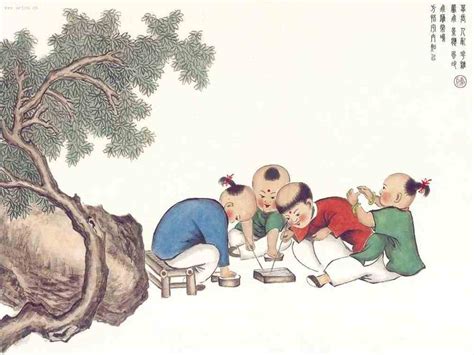 古画人物欣赏：孩童系列3中国元素零二七艺考