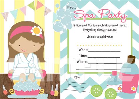 Downloadable Free Printable Spa Party Invitations Templates