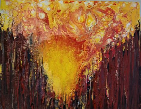 Abstract Acrylic Painting Of Forest Fire Abstract Painting Acrylic
