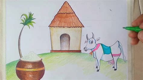 Pongal line drawing for beginners, pongal pot. Make Pongal festival drawing for sankranti celebration ...