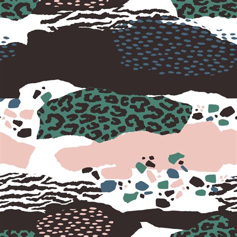 Abstract Seamless Pattern With Animal Print Trendy Hand Drawn Textures
