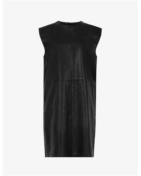 Allsaints Mika Panelled Leather Mini Dress In Black Lyst