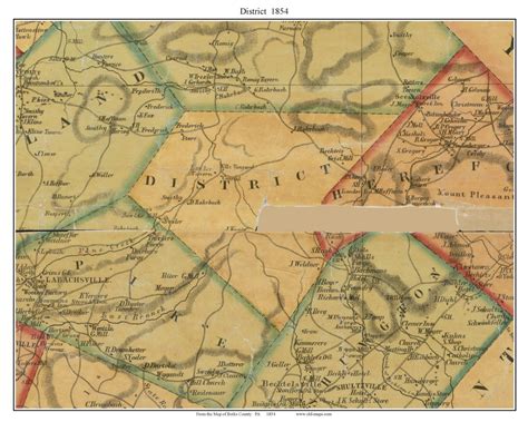 District Township Pennsylvania 1854 Old Town Map Custom Print Berks