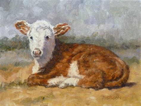 Daily Painting Projects Hereford Calf Oil Painting Cow