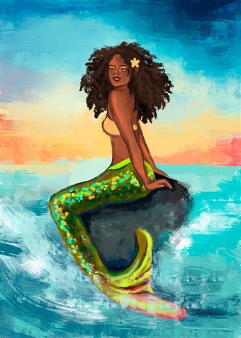 Mermaid Art Mermaids Art Print Mermaid Decor African American