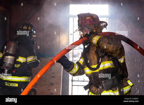 Firefighters Training At The Worcester Ma Fire Dept Training Center