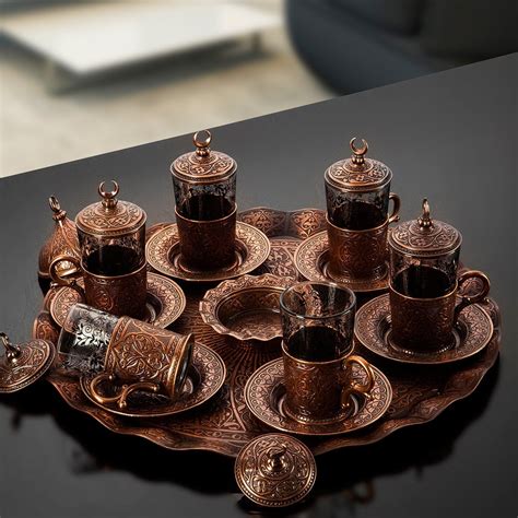 Turkish Vintage Tea Set For Six People With Tray Tea Sets Vintage
