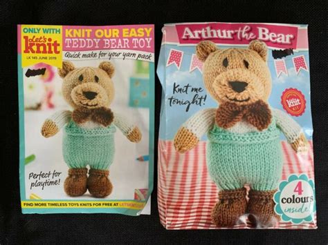 Lets Knit Magazinearthur The Bear Instructions And Yarn Teddy Ebay