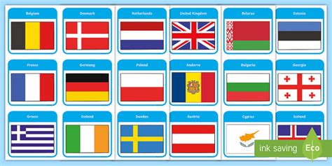 European Flags Pairs Game Hecho Por Educadores Twinkl