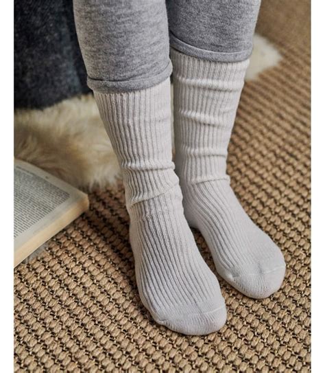 Cream Womens Cashmere Merino Bed Socks Woolovers Uk