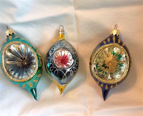 Vintage Set Of 3 Mercury Glass Indent Ornaments Christmas Ornaments Ornaments Mercury Glass