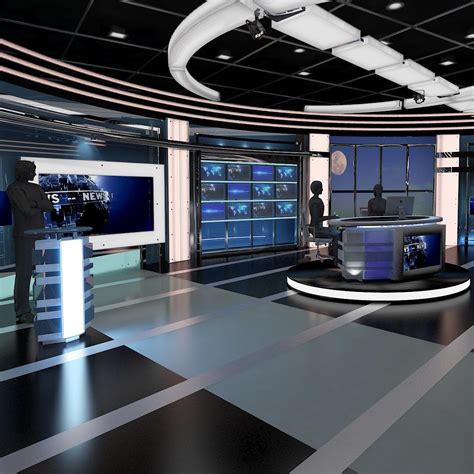 Tv Virtual Stage News Room Studio 027 3d Model Buy Tv
