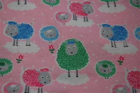Sheep Flannel Fabric By The Yard Colorful Lambs On
