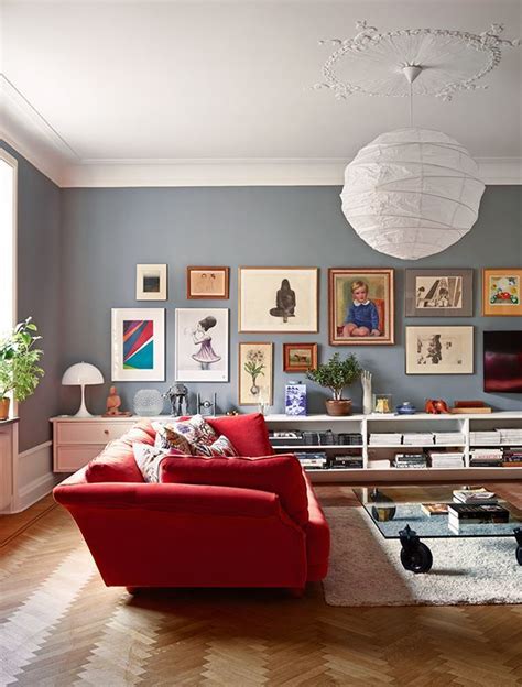 Living Room With Red Sofa Decor Benemin