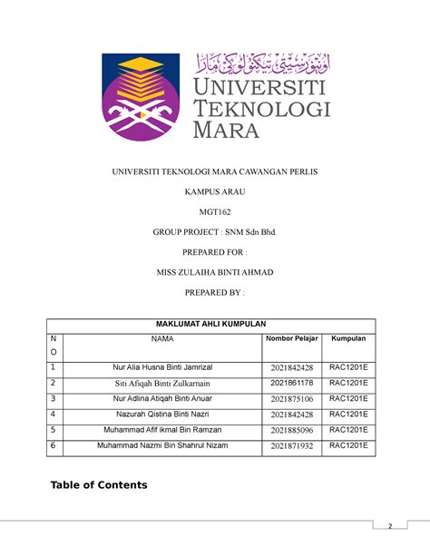 Mgt Mgt Assignment Universiti Teknologi Mara Cawangan Perlis Kampus