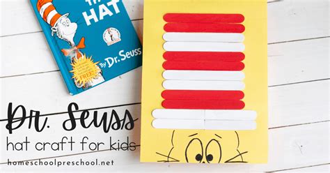 Seuss is colorful, exciting and funny. Adorable Craft Stick Dr Seuss Hat Craft for Preschool