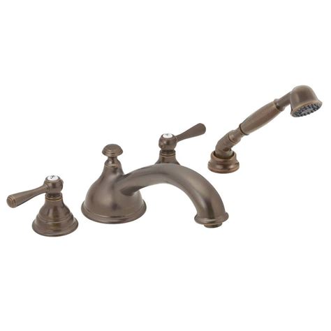 It is a deck mounted faucet that mounts over a garden tub or whirlpool tub. MOEN Kingsley 2-Handle Deck-Mount Roman Tub Faucet Trim ...