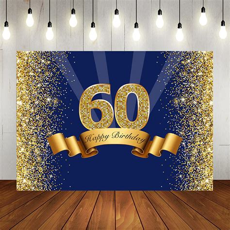 Buy Lofaris Happy 60th Birthday Photography Backdrop For Adult Men Navy