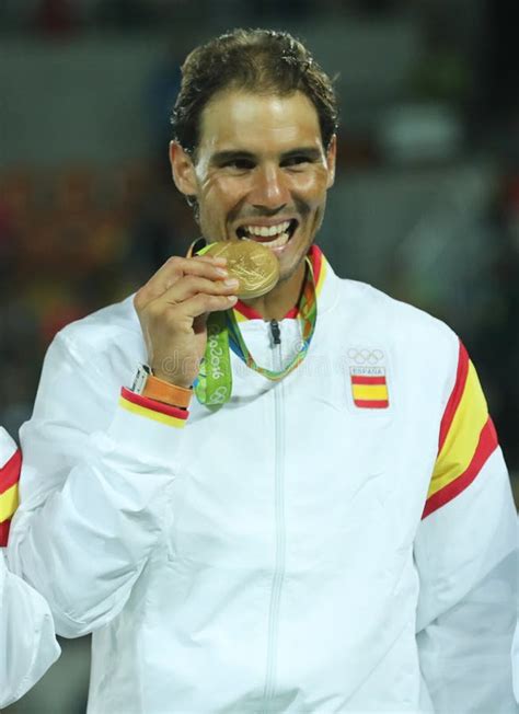 Olympic Champion Rafael Nadal Of Spain During Medal Ceremony After