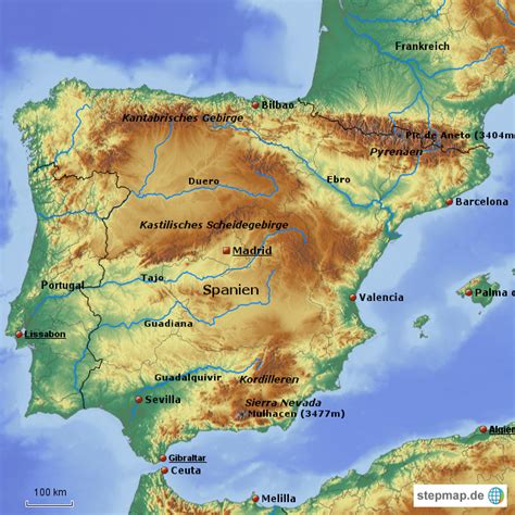 Die karte öffnen von spanien. StepMap - Spanien - Landkarte für Spanien