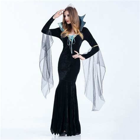 Vashejiang Gothic Witch Costumes Black Vampire Queen Role Playing Women Adult Witch Cosplay