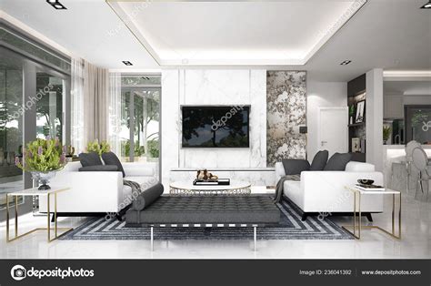 Modern Luxury Living Room Interior Design Concrete Texture Wall