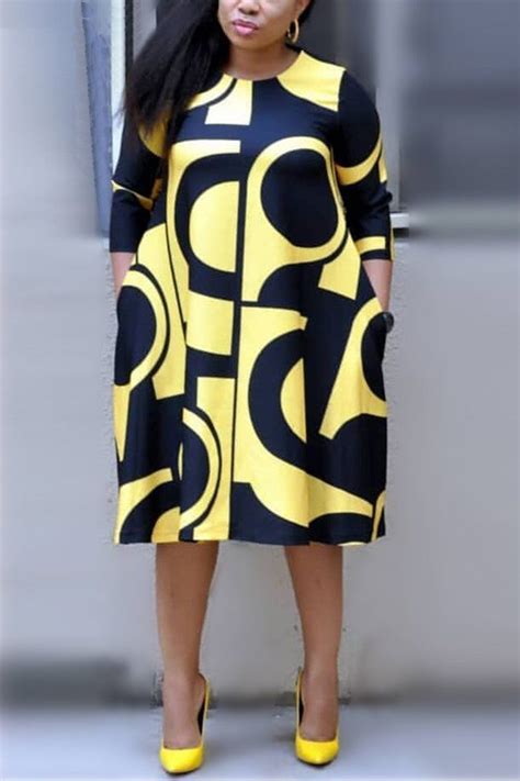 fashion printed plus size dress in 2021 yellow plus size dresses yellow fashion yellow long