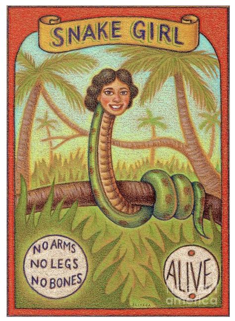 Snake Girl Poster By Thomas Sciacca In 2021 Vintage Circus Posters