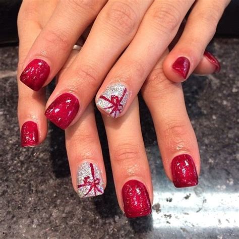 All Wrapped Up In A Red Bow Nails Xmas Nails Holiday Nails