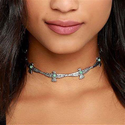 Fashion Metal Chokers Women 2018 Dove Of Peace Stone Vintage Rould