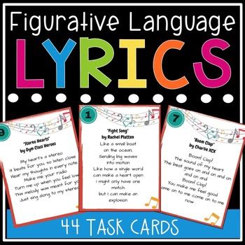 I looked really good when a student announced to her classroom teacher, that's an idiom! simply because the teacher said the… Figurative Language in Song Lyrics Task Cards by First ...