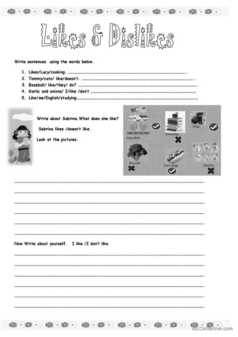 Likes And Dislikes Discussion Starters English Esl Worksheets Pdf And Doc