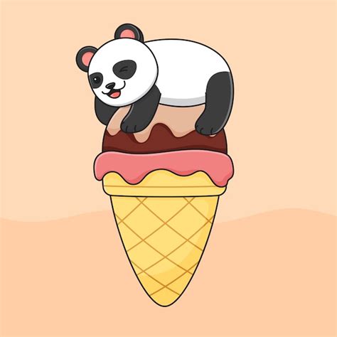 Premium Vector Cute Panda On Ice Cream Cone