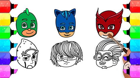 Lets learn step by step, art lesson enjoy, lessons, tutoria. How to Draw PJ MASKS Faces PJ MASKS Characters PJ MASKS ...
