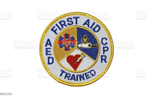 First Aid Cpr Aed Trained Patch Stock Photo Download Image Now Cpr