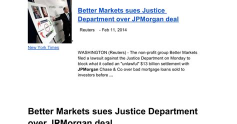copy of better markets sues justice department over jpmorgan deal reuters ‎feb 11 2014