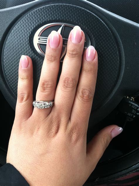 Short, round, natural acrylics. | Oval acrylic nails, Acrylic nail
