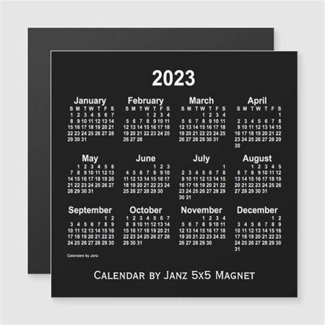 2023 Neon White Calendar By Janz 5x5 Magnet Zazzle
