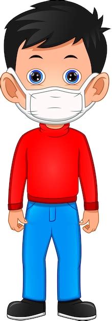 Premium Vector Cute Boy Cartoon Wearing Breath Mask