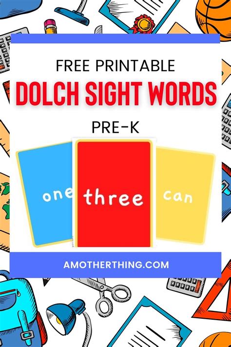 Free Printable Dolch Sight Words Flash Cards Its A Mother Thing