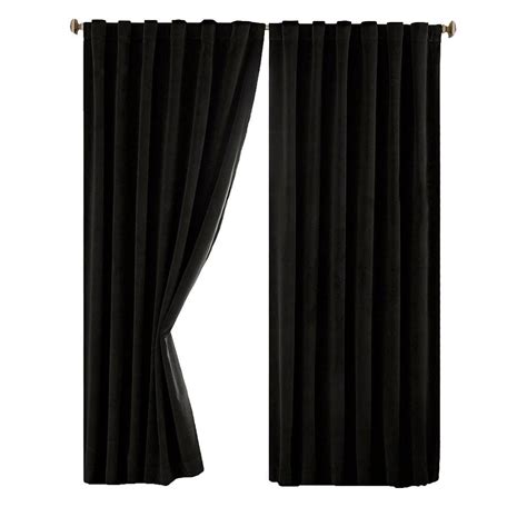 Absolute Zero Total Blackout Black Faux Velvet Curtain Panel 95 In