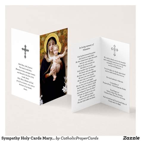Sympathy Holy Cards Mary Madonna Of Lilies Mothers D Hail Mary