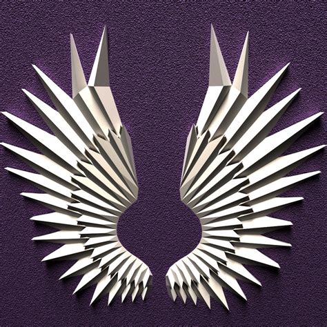 Wings Papercraft Low Poly Diy Template Head Model Crafting Etsy
