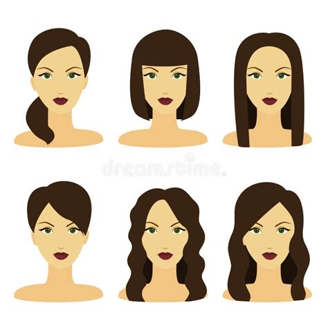 Vector Design Of Beautiful Collection Of Female Hairdo Stock