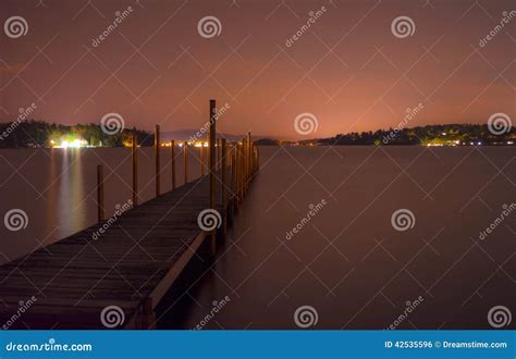 Dock At Night Stock Photo Image Of Lakefront Night 42535596