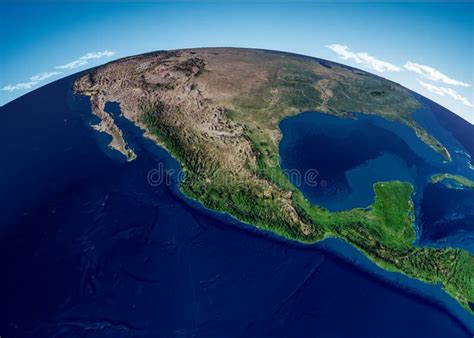 Mapa Da Vista Por Satélite Da América Central Mapa Físico Do México E