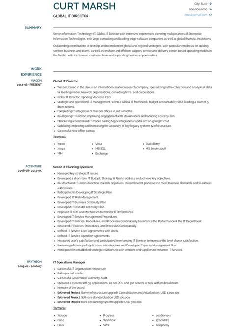 It Director Resume Samples 2 Examples Visualcv