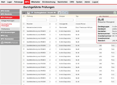 Bestandsverzeichnis für aktive nichtimplantierbare mp praxis dr. MPG-Verwaltung für Rettungswachen - RDSuite ...