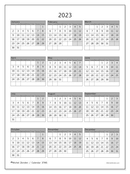 2023 Printable Calendar “united Kingdom” Michel Zbinden Uk