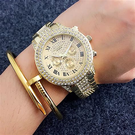 Contena Luxury 3 Dials Design Crystal Ladies Quartz Watch Fashion Roman
